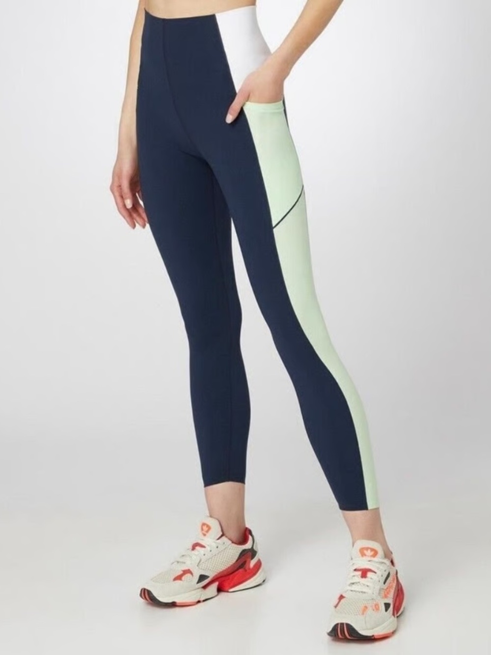 Sweaty Betty Power 7/8 Length Colorblock Workout Leggings Size XSmall Green Navy